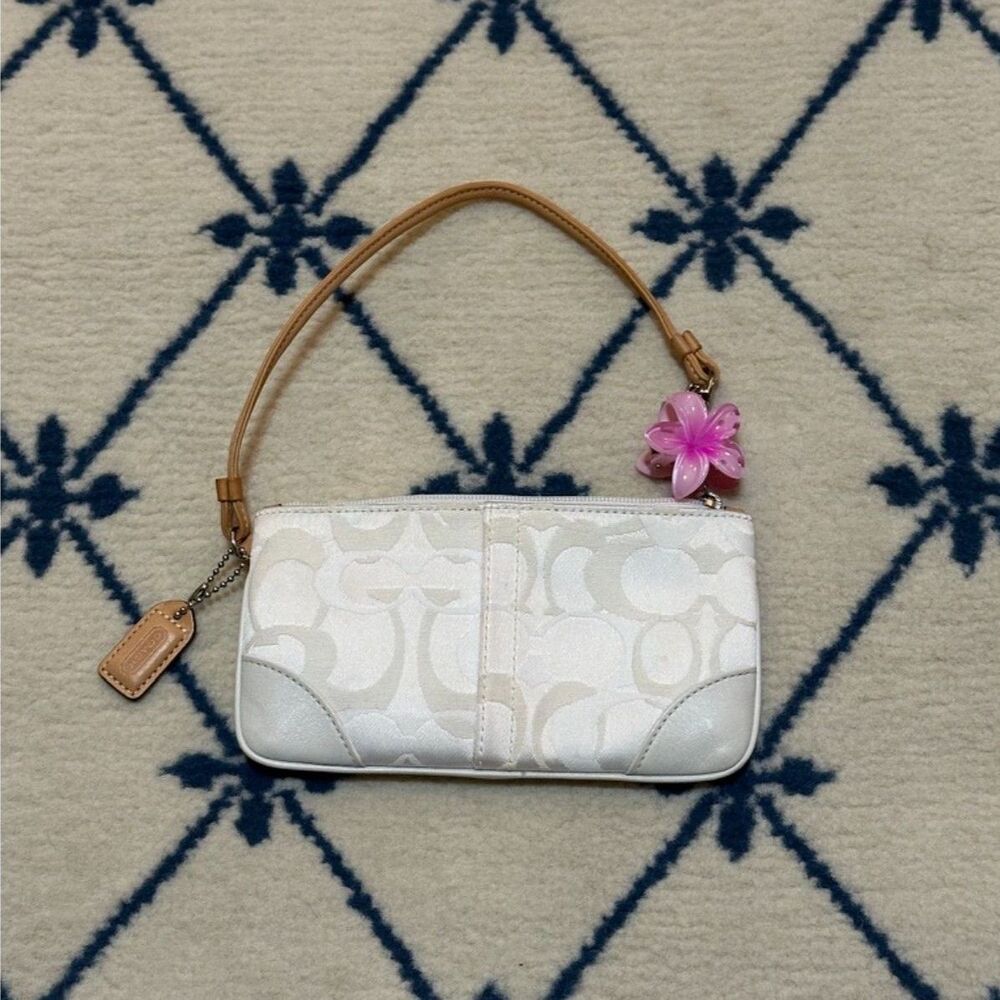 Coach Vintage Y2K 2000s Optic Wristlet Pouch - White